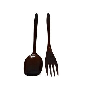 Vintage Rosti Melamine Utensil Set Brown Spoon Fork Stirrer 2 Pieces Denmark